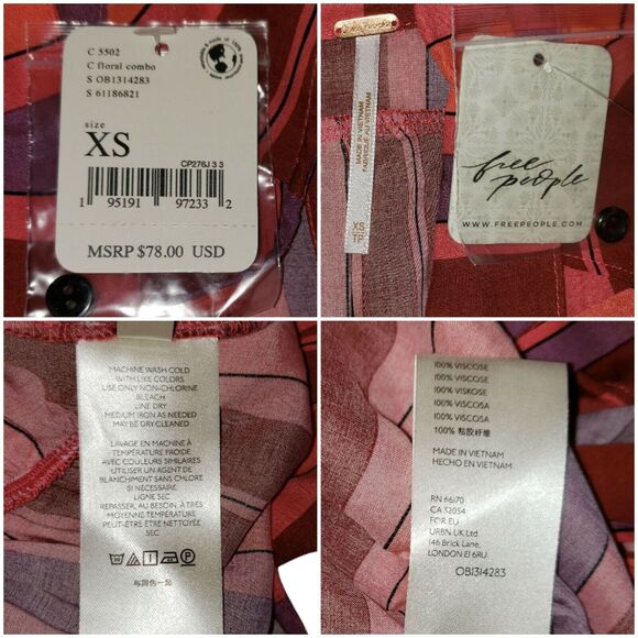 Free People Mackenzie XS Sleeveless Tie Wrap Top Women Striped Red Orange Purple - Picture 6 of 7